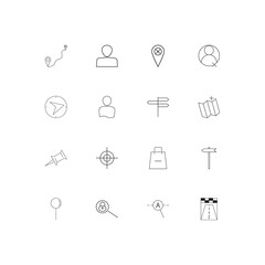 Maps And Navigation simple linear icons set. Outlined vector icons