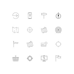 Maps And Navigation simple linear icons set. Outlined vector icons