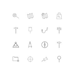 Maps And Navigation simple linear icons set. Outlined vector icons