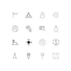 Maps And Navigation simple linear icons set. Outlined vector icons