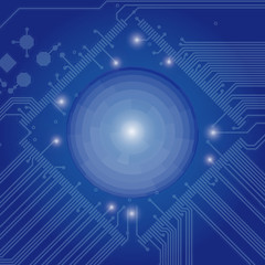 Abstract high tech blue background with a circuit board texture. Vector technology Illustration.