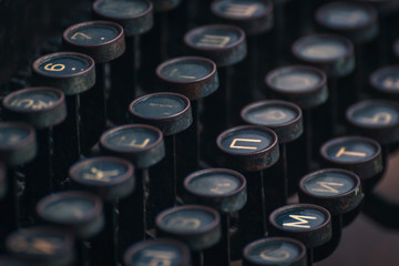 Old Cyrillic Typewriter Close-Up