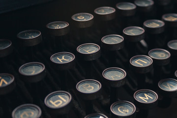 Old Cyrillic Typewriter Close-Up