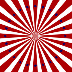 Fototapeta premium Red white stripes with stars. Template for postcard.