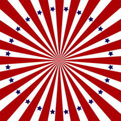 Fototapeta premium Red white stripes with stars. Template for postcard.