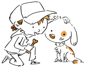 Obraz na płótnie Canvas niño con perro jugando