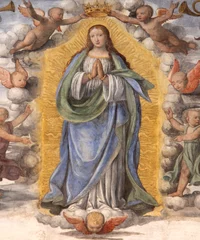Madonna Assunta und kleine Engel  Fresko von Bernardino Luini. Kirche San Maurizio, Mailand © gabriffaldi
