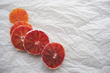 Blood orange on white background.