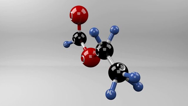 Ethyl formate molecule. Molecular structure of ethyl formate, flavoring agent, solvent and fungicide.