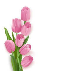 Spring card with pink tulips