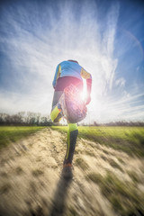 
Runner on a dirt path. Detail of the shoe.

