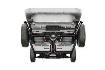 Fototapeta Chassis frame with dirt rubber wheel. 3D rendering obraz