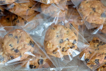 Cookie in plastic wrap packaging.