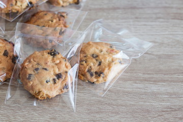 Cookie in plastic wrap packaging.