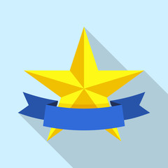Star medal icon, flat style