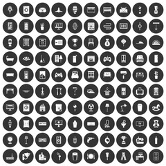 100 home icons set black circle