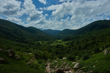 Fototapeta na wymiar Scenic view of the mountain valley. Russia, Mountains of the Caucasus.