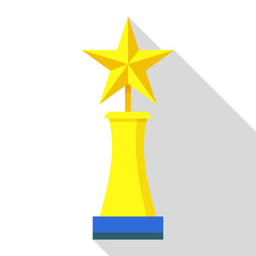 Competition trophy icon, flat style