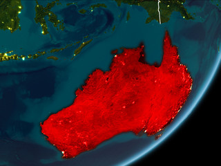 Australia on night Earth