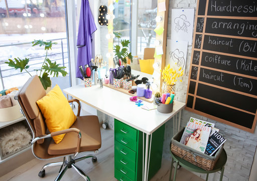Hairdresser's workplace in salon