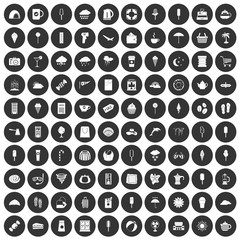 100 ice cream icons set black circle