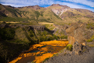 View of Agrio river near Salto del Agrio waterfall