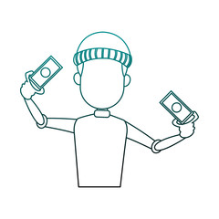 Thief man with money cartoon vector illustration graphic design