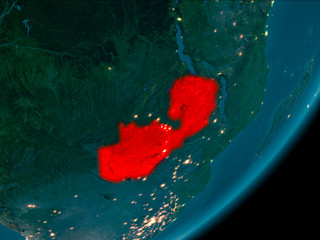 Zambia from space at night