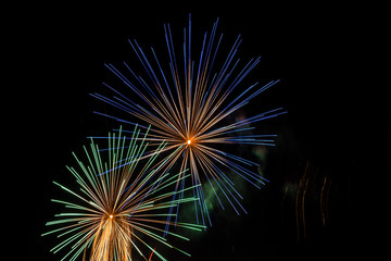 Brightly coloured fireworks 