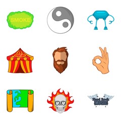 Game graphic icons set, cartoon style