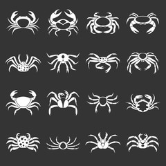 Fototapeta na wymiar Various crab icons set grey vector