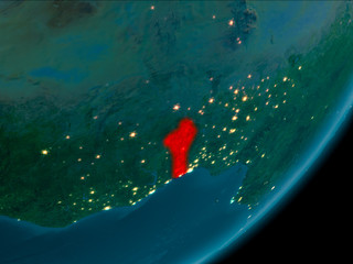 Benin from space at night