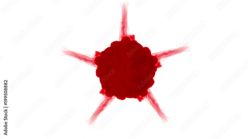 Poster red ink dissolves in water on white background with luma matte. 3d render v28