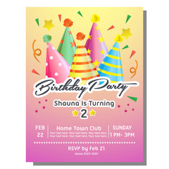 birthday party invitation card with party hats