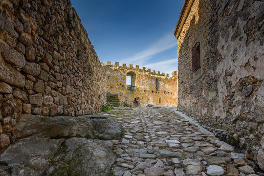 view of the castle of Montanchez, Caceres, Extremadura, Spain