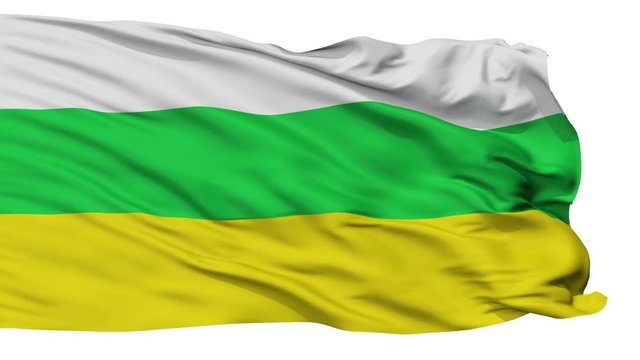 Guasca  flag, city of Colombia, realistic animation isolated on white seamless loop - 10 seconds long (alpha channel is included)