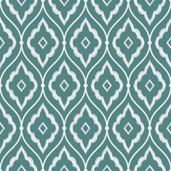 Seamless cyan and white vintage persian ikat pattern vector