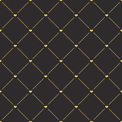 Fototapeta premium Seamless antique palette black and gold diagonal hearts and lines textile romantic pattern vector