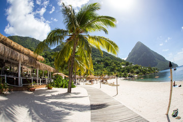 View of the Pitons in St. Lucia