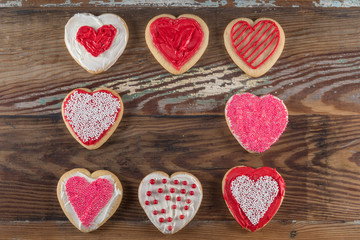 Square of Decorated Heart Cookies with Empty Space