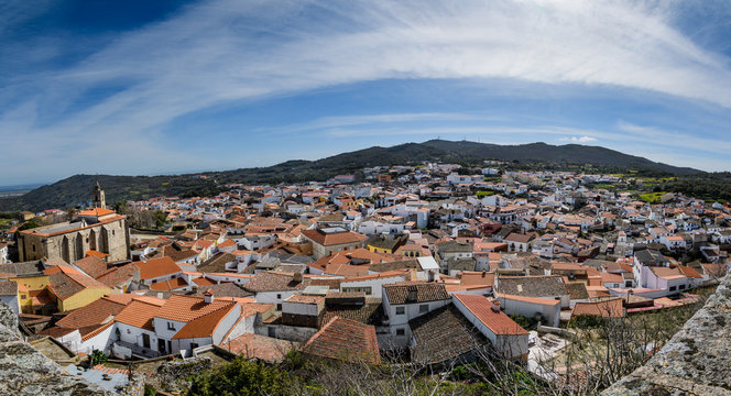 panoramic view of the town of Mont&aacute;nchez, C&aacute;ceres, Extremadura, Spain