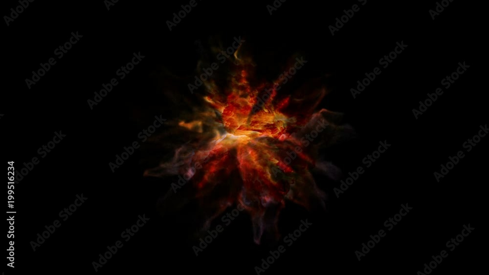 Poster color 3d smoke explosion shockwave effect and divergent wave isolated on black background. colorful 
