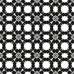 Ornamental seamless floral ethnic black and white pattern