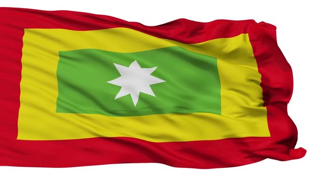 Malambo  flag, city of Colombia, realistic animation isolated on white seamless loop - 10 seconds long (alpha channel is included)