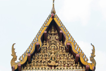 Fototapeta na wymiar Gable or Tympanum of Wat Na Phra Meru in Ayutthaya, Thailand.