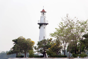 Lighthouse at Wat Niwetthammaprawat in bang pa-in ayutthaya, thailand.