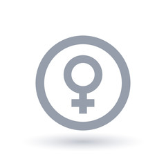 Female sign in circle outline. Feminine identity symbol. Gender icon. Vector illustration.