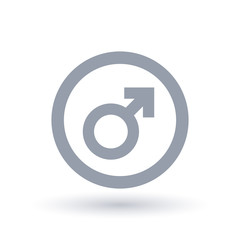 Male sign in circle outline. Masculine identity symbol. Gender icon. Vector illustration.
