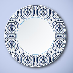 Traditional Blue And White Porcelain, Abstract Patterns 