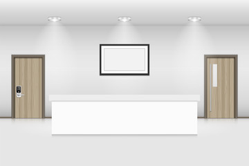 Reception counter and interior decorative, Vector, Illustration